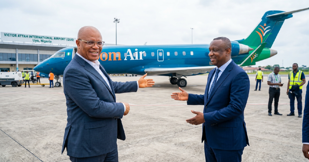 Eno and Keyamo Launch First Uyo-Accra Flight from Victor Attah Airport
