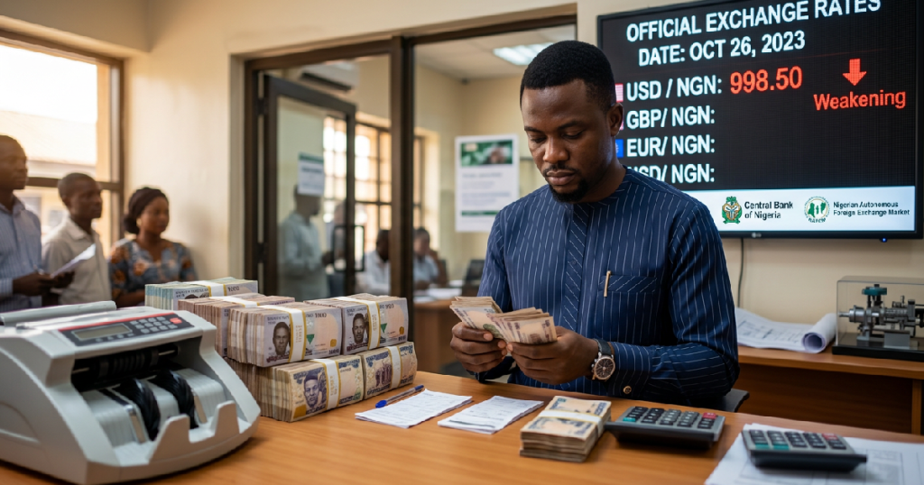 Naira Weakens at Official Window as Dollar Demand Impacts Engineering Sector Naira Weakens at Official Window as Dollar Demand Impacts Engineering Sector